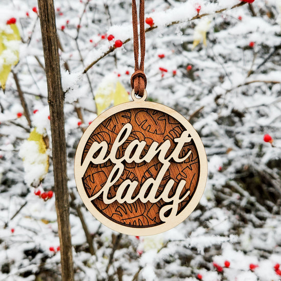 Wood Monstera Leaf Plant Lady Houseplant Ornament Holiday Gift for Plant Moms and Lovers.