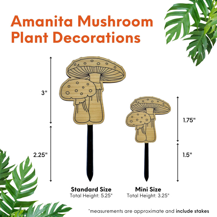 Amanita mushroom wooden houseplant accessory stake to decorate pots of indoor plants.