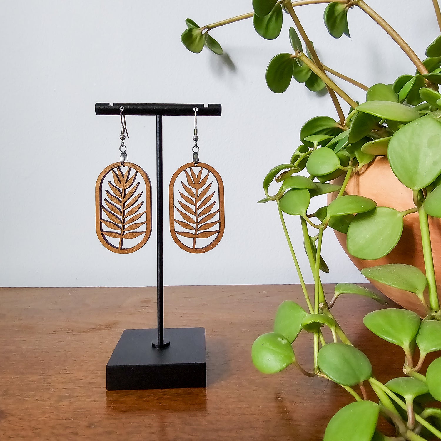 hanging plant earrings Botanical Fern Leaf Dangle Earrings
