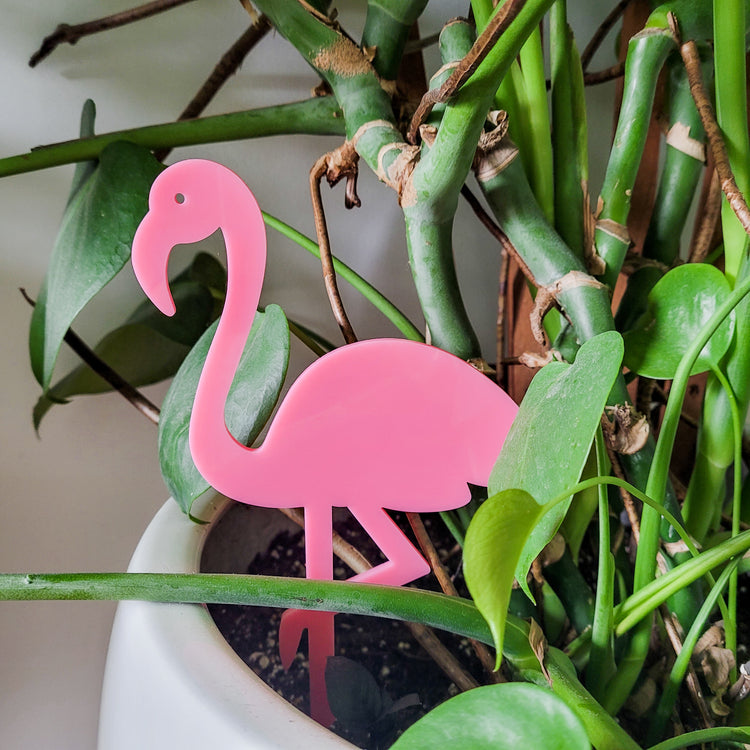 Pink flamingo mini indoor plant accessories - decoration for small houseplants.