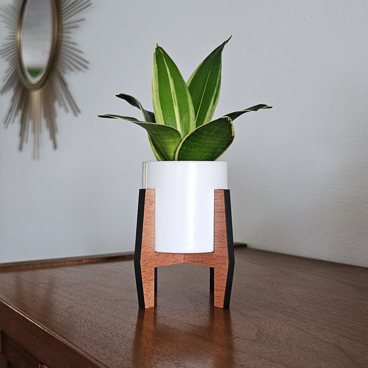 modern plant pots Mini 2-Inch Wood Indoor Plant Stand & Pot