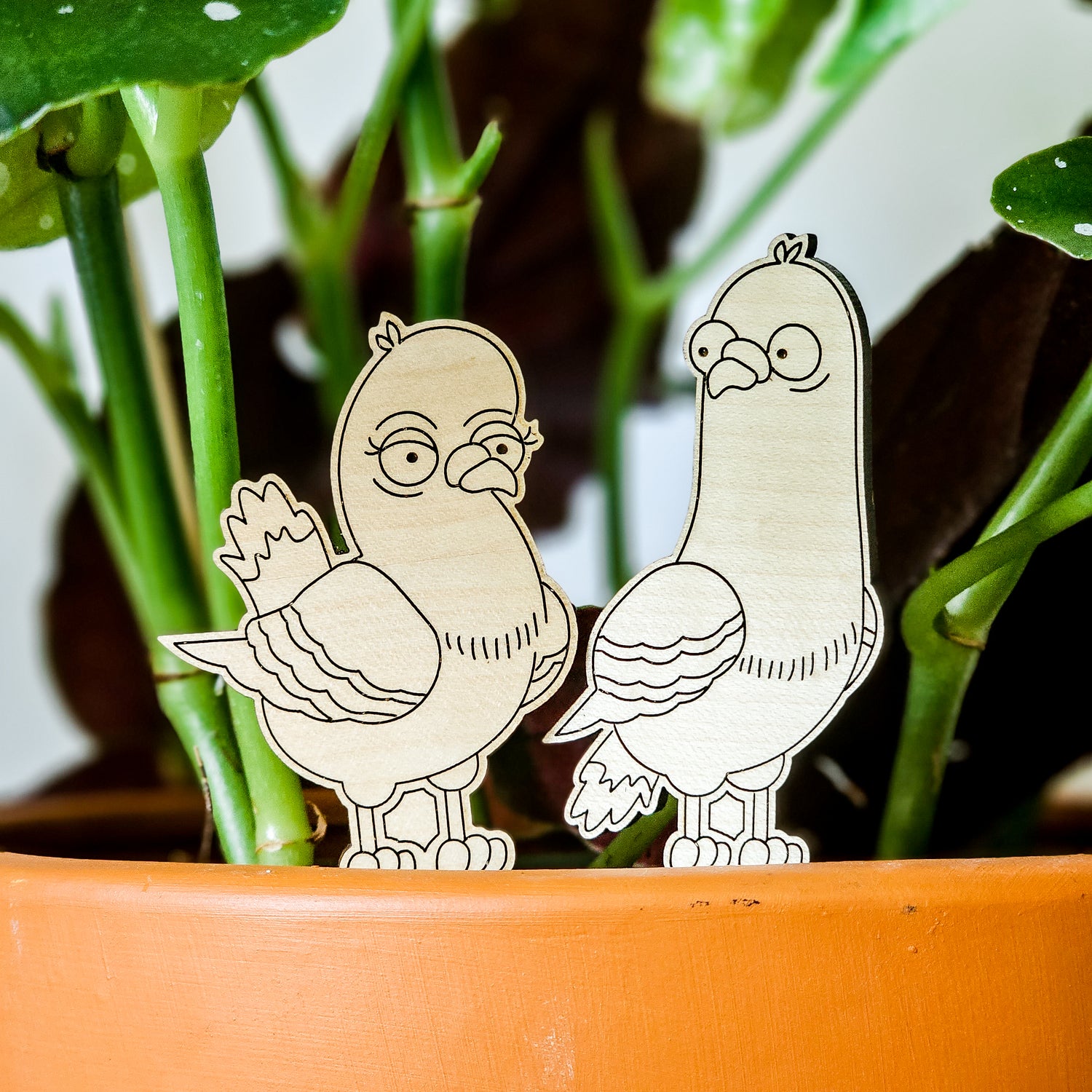 decorative house plant stakes Pigeon Birds