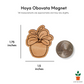 Engraved hoya obovata magnet on white background with size information that matches the written product description.