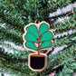 Potted hanging houseplant Christmas ornament - perfect gift for plant lovers. Handmade and wood engraved.
