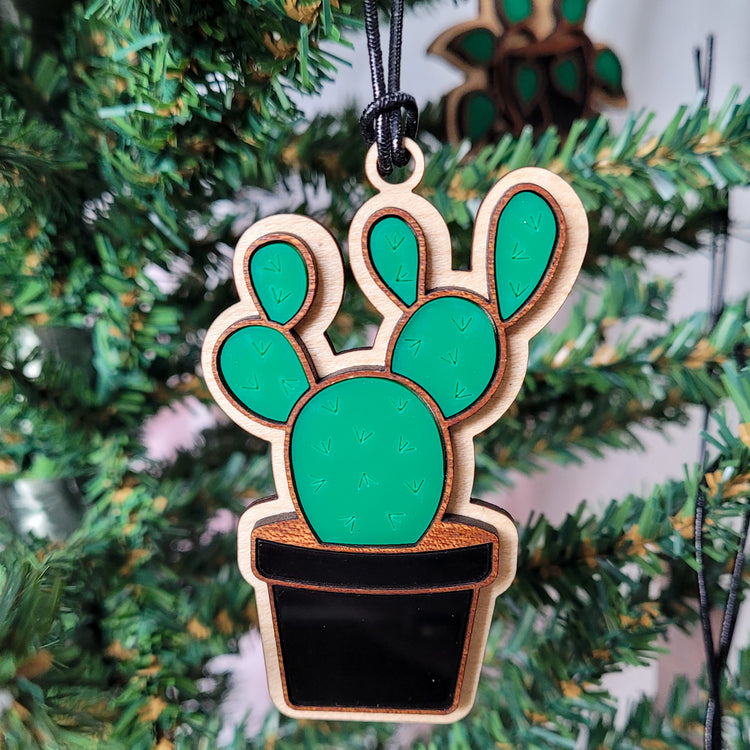 Wood Cactus Decor Christmas Ornament Gift for Plant Lovers
