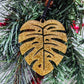 Gold Glitter Monstera Leaf Christmas Ornament - Houseplant Gift for Plant Lovers.