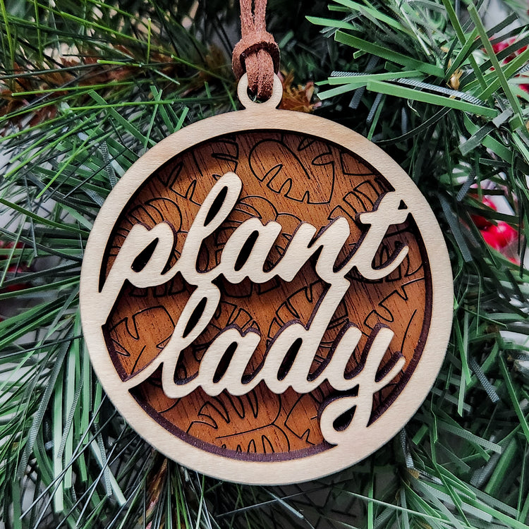 Wood Monstera Leaf Plant Lady Houseplant Ornament Holiday Gift for Plant Moms and  Lovers.
