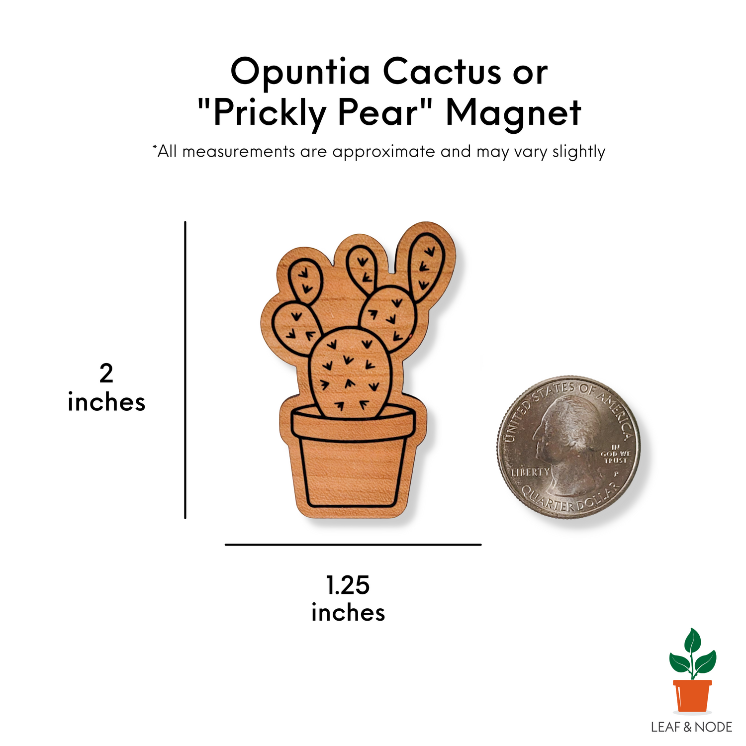 coin with prickly pear cactus Plant Magnet - Opuntia Cactus Prickly Pear